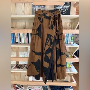 Black Crane Wide Leg Wrap Pants